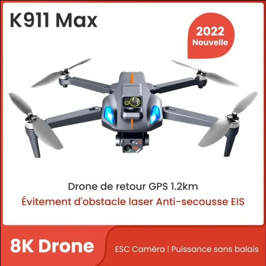 Dragon touch K911 MAX GPS Drone 8K professionnel double Caméra HD FPV 1.2KM photographie aérienne moteur Quadcopters Noir