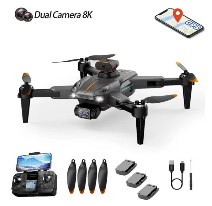 Drone 8K HD double caméra Wifi 5G GPS Professionnel Évitement d’obstacles à 360° Avec 3 Batteries Lithium Moteur sans balais