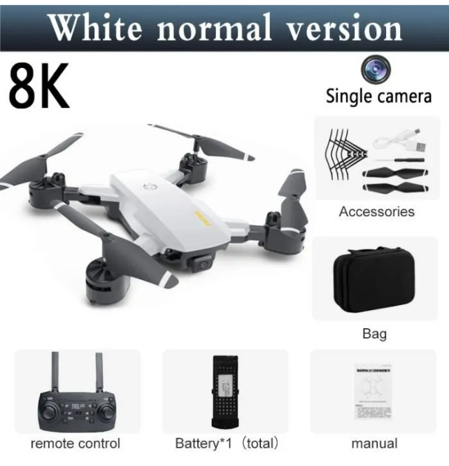 Blanc 8K 1 Caméra 1B – Drones professionnels avec caméra HD, Mini importateur, évitement’obstacles quadricopt