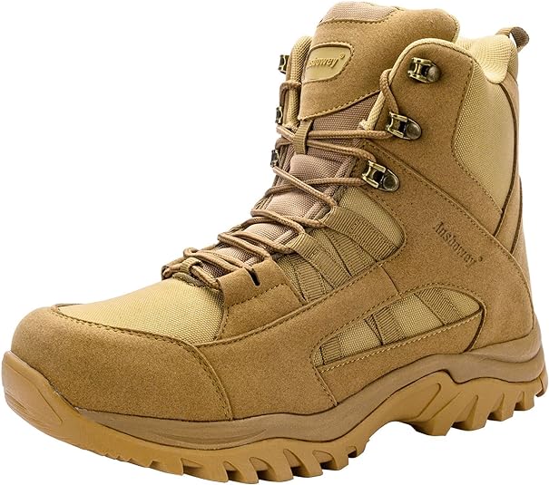 Ansbowey Bottes Hommes Chaussures de Randonnée Femmes Tactiques Militaire Combat Boots Exterieur antidérapantes Bottines avec Fermeture Eclair YKK